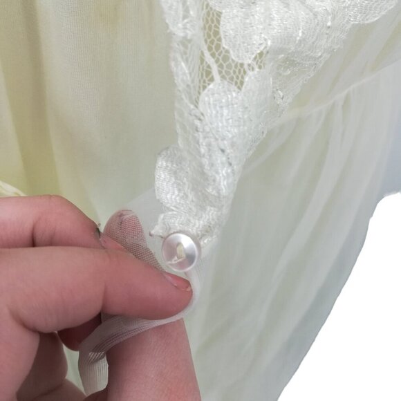 Vintage Pajama Chemise Cover Up Set Size M Ivory Satin 80s Pinup Nightgown Sears - Picture 4 of 16